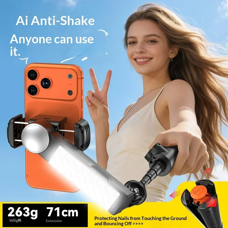 Photography Lighting Ai - KI-gesteuerter Selfie-Stick mit Stativ, RGB-Beauty-Licht und