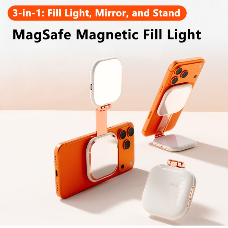 Photography Mobile Lighting - 3-in-1 Magnetisches Selfie-Ringlicht mit Spiegel, LED,