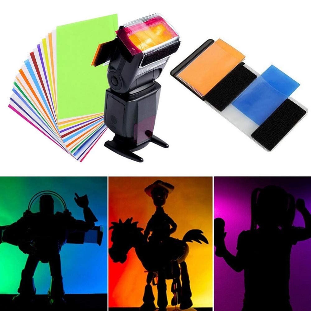 Photography Lighting For Products - 12 Farben Kamera-Blitzfilter-Set mit universellem Klettbandhalter