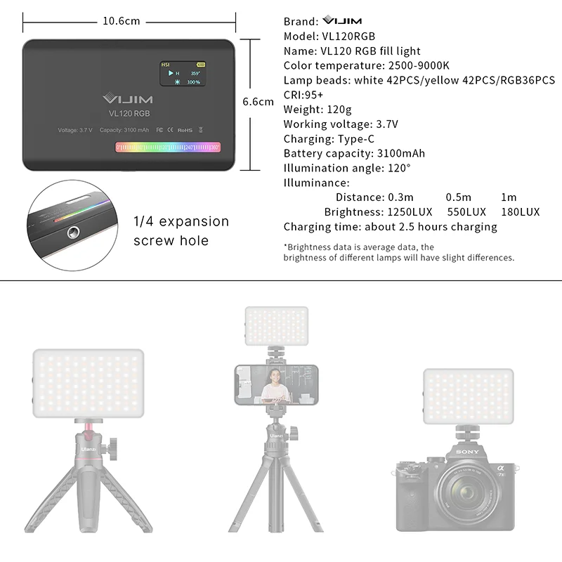 2026 Neu 120 RGB Taschen-Fill- – Photography Mobile Lighting Bewertung und Preis